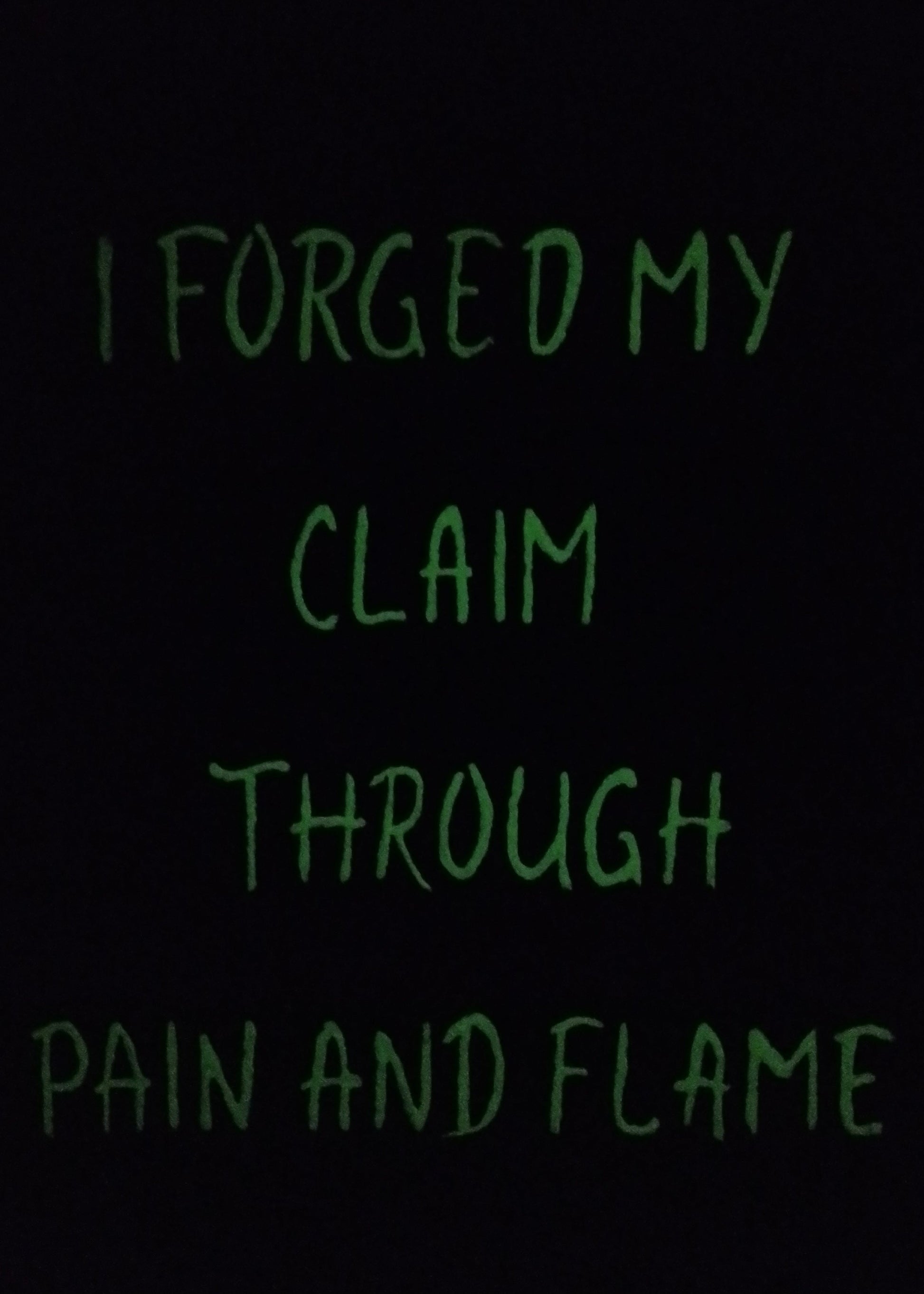Pain and Flame acrylic canvas painting glowing in the dark 