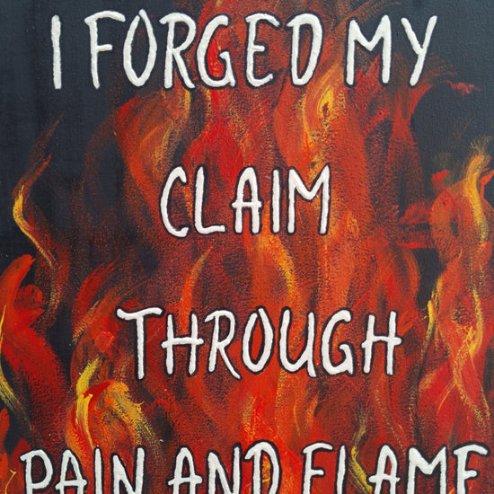 Video thumbnail of artist painting Pain and Flame acrylic glow-in-the-dark canvas art